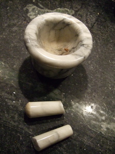 [Pestle broken cleanly in two. (C) 2008 Susan J. Talbutt, all rights reserved.]